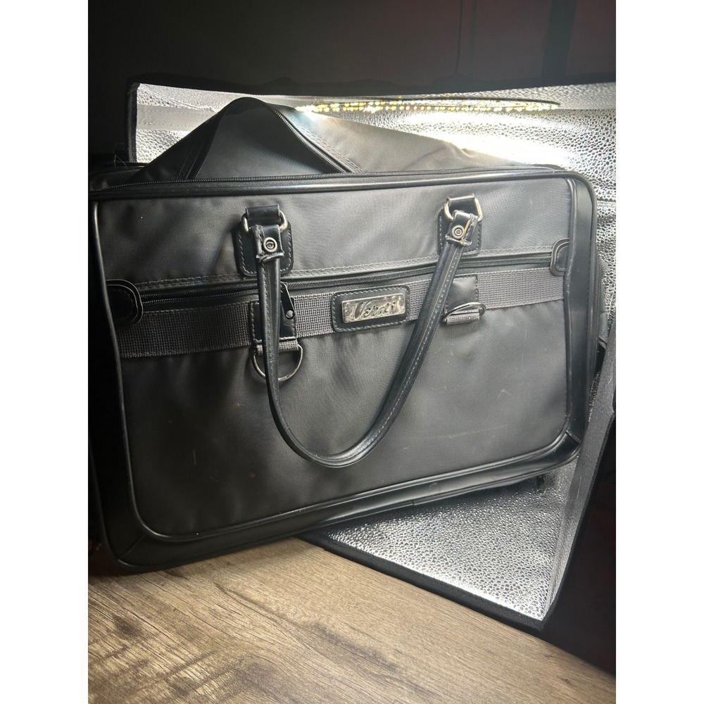 Verdi Black Nylon Briefcase Laptop Bag Professional Business Messenger Tote